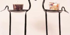 Wrought Iron Pair of Deer Candle Holder