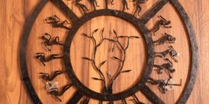Wrought Iron Trees and Tribals Wall Hanging