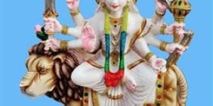 Multicolor Marble Durga Maa Statue