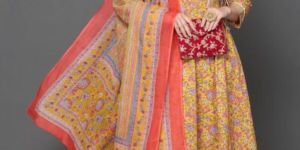 Cotton a Line Kurta Pant Dupatta Set