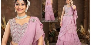 Pink Crop Top Lehenga Set
