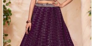 Purple Crop Top Lehenga Set