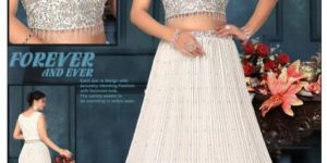 White Crop Top Lehenga Set