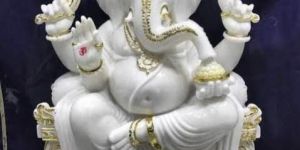 Shree Ganesh Ji White Makrana Moorti