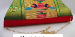 Paithani Clutch with Sling Chain