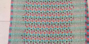 Ladies Green Embroidered Wool Shawl