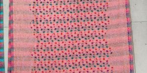 Ladies Peach Color Embroidered Wool Shawl