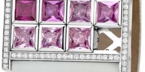 WOMEN MEN AND GIRLS BIRTHDAY ENGAGEMENT GIFT PINK WHITE COLOR DIAMOND WATCH