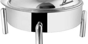 Stainless Steel Round Glass Lid Electric Chafer