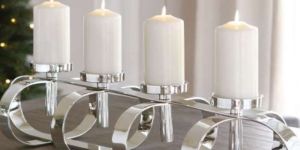 White Metal Candle Pillar Stands