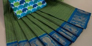 Cotton Sarees with Kalamkari Blouse