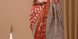 Maheshwari Silk Saree Bagru Hand Block Print