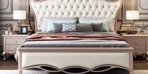 Anne Design Double Bed with Side Table