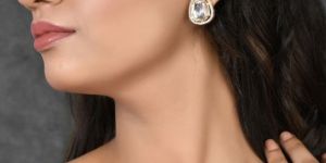 SH29-BM-ER-3464 Gold Plated AD Polki Stones Studs