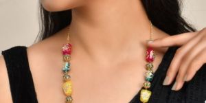 SH30-MM-NL-3534 Gold Plated Kundan Tanjore Long Necklace