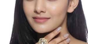 SH9-1471 Gold Plated Kundan Studded Dual Rings