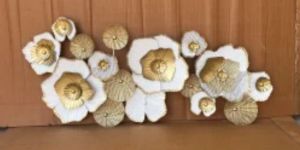 Golden and White Flower Wall Hanging Decor Metal (Bargaining Available on Your Orders)