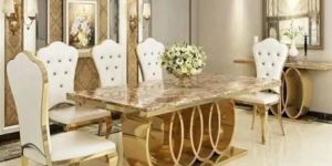White Marble Dinning Table 8 Chair Set