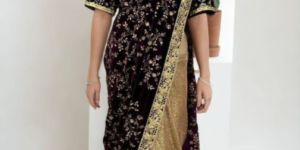 Regal Wine Gold Symphony Saree for Rental