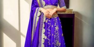 Royal Amethyst Kali Lehenga Set for Rental