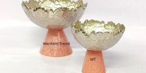 Silver Dry Fruit Bowl Serving Bowl with Resin Base
