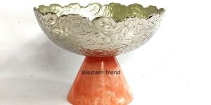 Silver Fruits Bowl with Resin Base