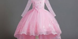 Pink Kids Girls Party Wear Frock