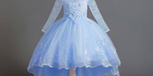 Blue Girls Party Wear Net Frock