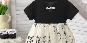 Fancy Printed Kids Girls Casual Wear Frock