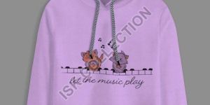 Piano Cats Printed Purple Crop Hoodie