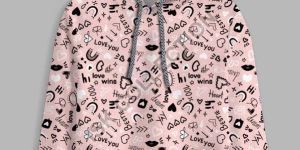 Pink All over Printed Crop Hoodie