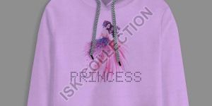 Princess Printed Purple Crop Hoodie