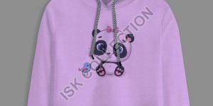 Sparrow & Panda Printed Purple Crop Hoodie