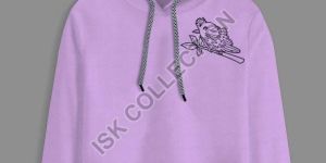 Sparrow Printed Purple Crop Hoodie