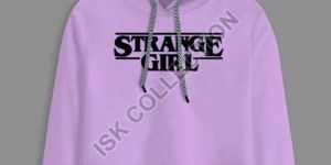 Strange Girl Printed Purple Crop Hoodie