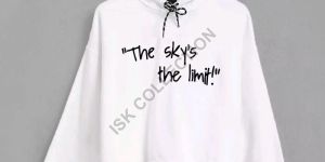 the Sky Is the Limit Printed White Crop Hoodie