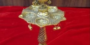 Gold Plated German Silver Diya Stand