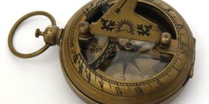 Brass Push Button Sundial Compass