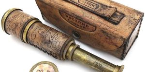 Antique Brass Telescope with Leather Case
