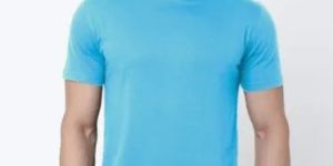 Mens Sky Blue Round Neck T Shirt