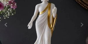 White Polyresin Buddha Standing Statue