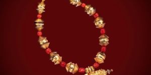 Gold Beads Coral Mala