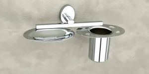 Silver Stainless Steel Tumbler Holder with Soap Dish