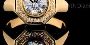 Solid Gold Round Halo Lab Grown Engagement Ring