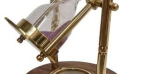 Wooden Brass Hanging Ross London Sand Timer with Compass