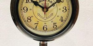 Wooden Brown Round Marine Art Tripod Clock