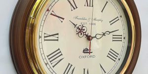 Wooden Wall Clock with Brass Frame