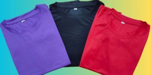 Mens Plain Polyester Round Neck T-Shirts
