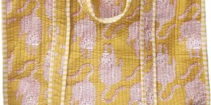 Handblock Printed Tote Bag with Concealed Zip ( 17x18x6inch )