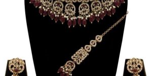 Timeless Squares Reverse AD Mehandi Plated Choker Necklaces Set